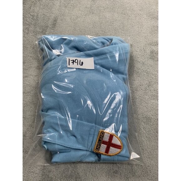 England 09 Mens XL Light Blue Polo Shirt With Embroidered Cross Patch Centered H - Picture 10 of 10